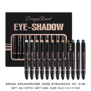 Dragon Ranee 12-Color Dual-Ended Matte and Shimmer Eyeshadow Stick Set with Eyeliner Pencil
