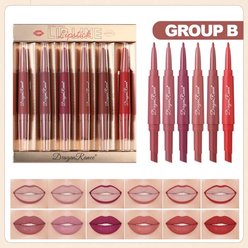 Double Ended Matte Lipstick And Liner Set 6pcs Dra Bvgf7g9a 4