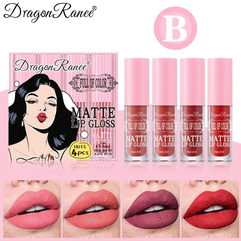 Matte Lip Gloss Set 4pcs Waterproof Dra Ezhvx9va 4